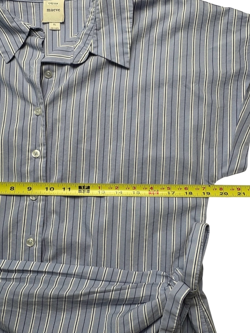 Anthropologie Maeve Mave Striped Wrap Mini Shirt Dress Blue XL - Picture 7 of 11